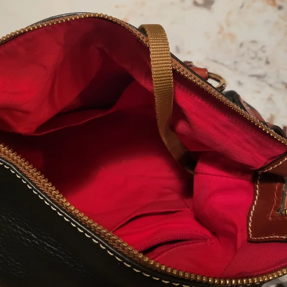 Dooney & Bourke Black and Brown Structured Leather Satchel - Picture 7 of 13